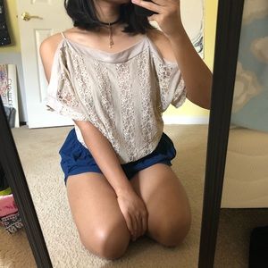 Lacy cold shoulder blouse